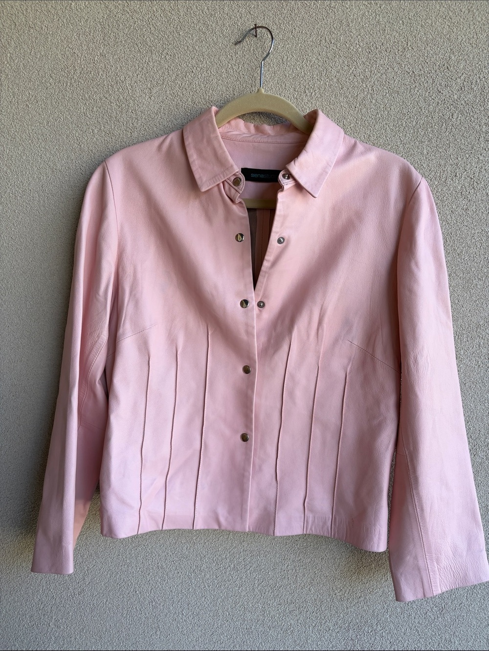 Siena Studio Pale Pink Leather Snap-Front Jacket